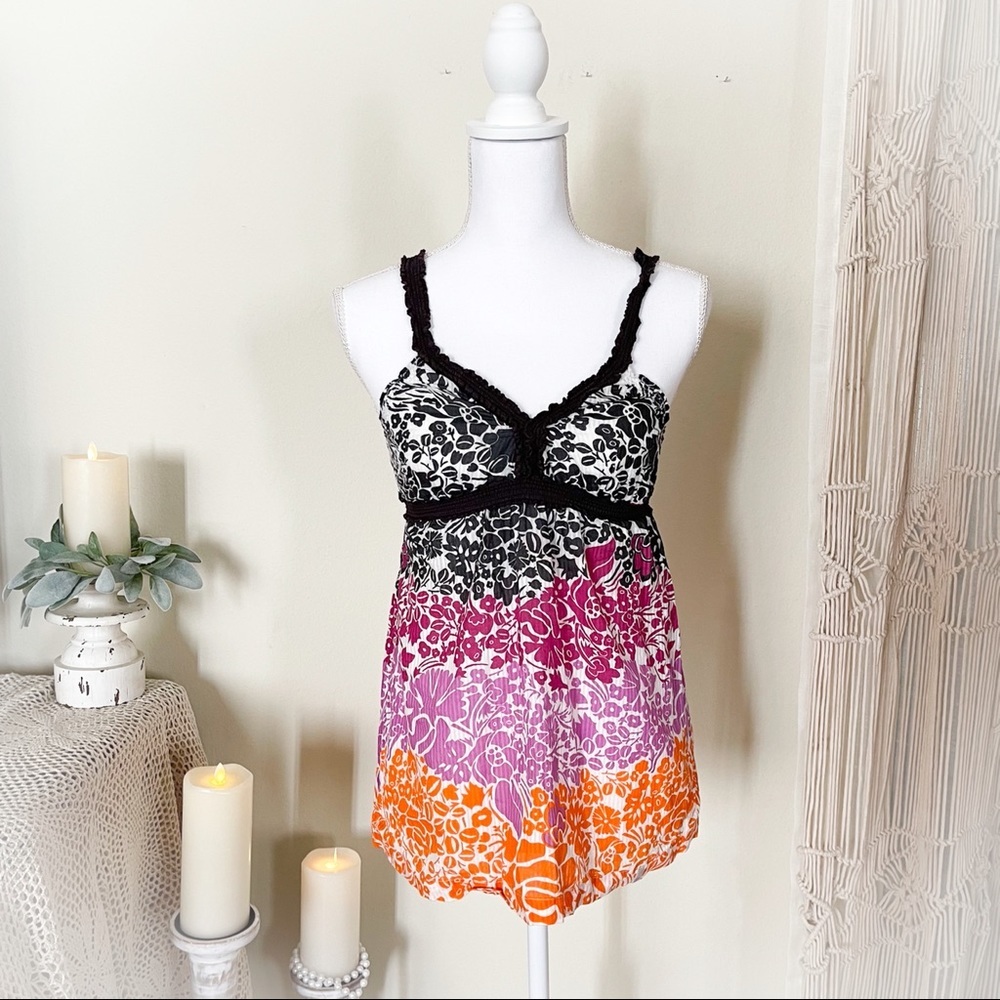 Camisole Corset Wide Bottom Top with Floral Print